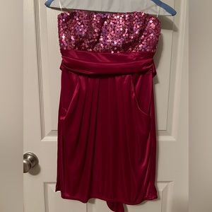 Pink satin short, formal dress
